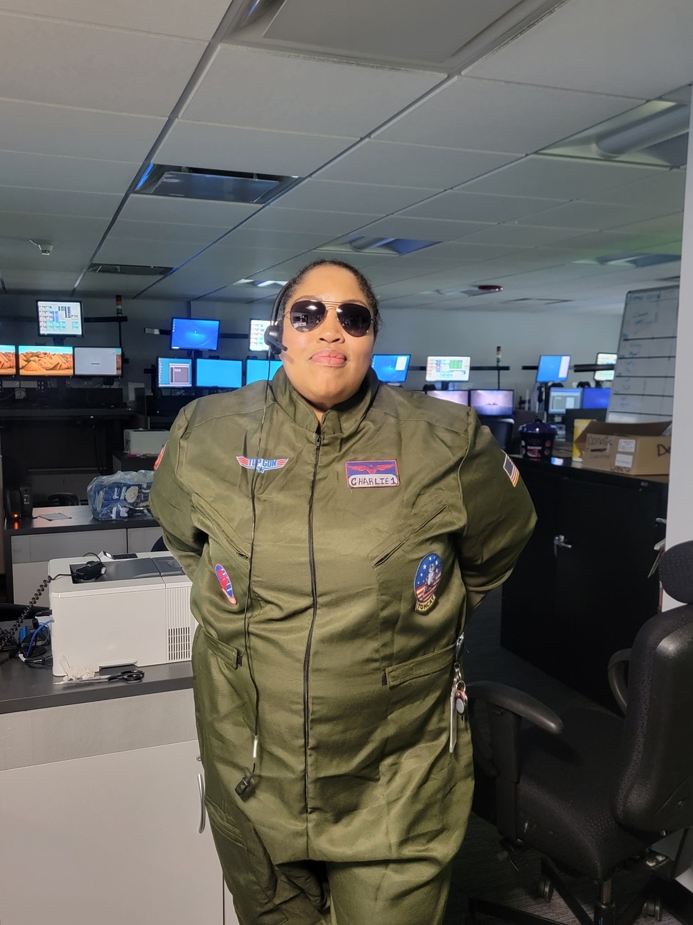 Olive Green Women's Bomber Flight Suit with Patch Accents